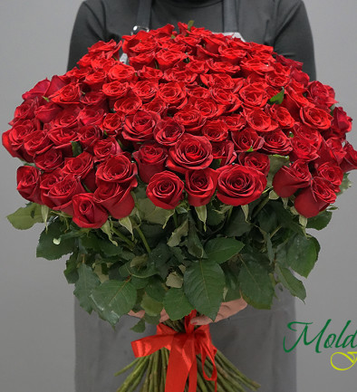 101 Dutch Red Roses, 60-70 cm (made to order, 5 day) photo 394x433
